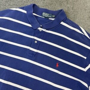 Vintage Polo Ralph Lauren Polo Shirt Mens 4XLT Blue White Striped Color Block